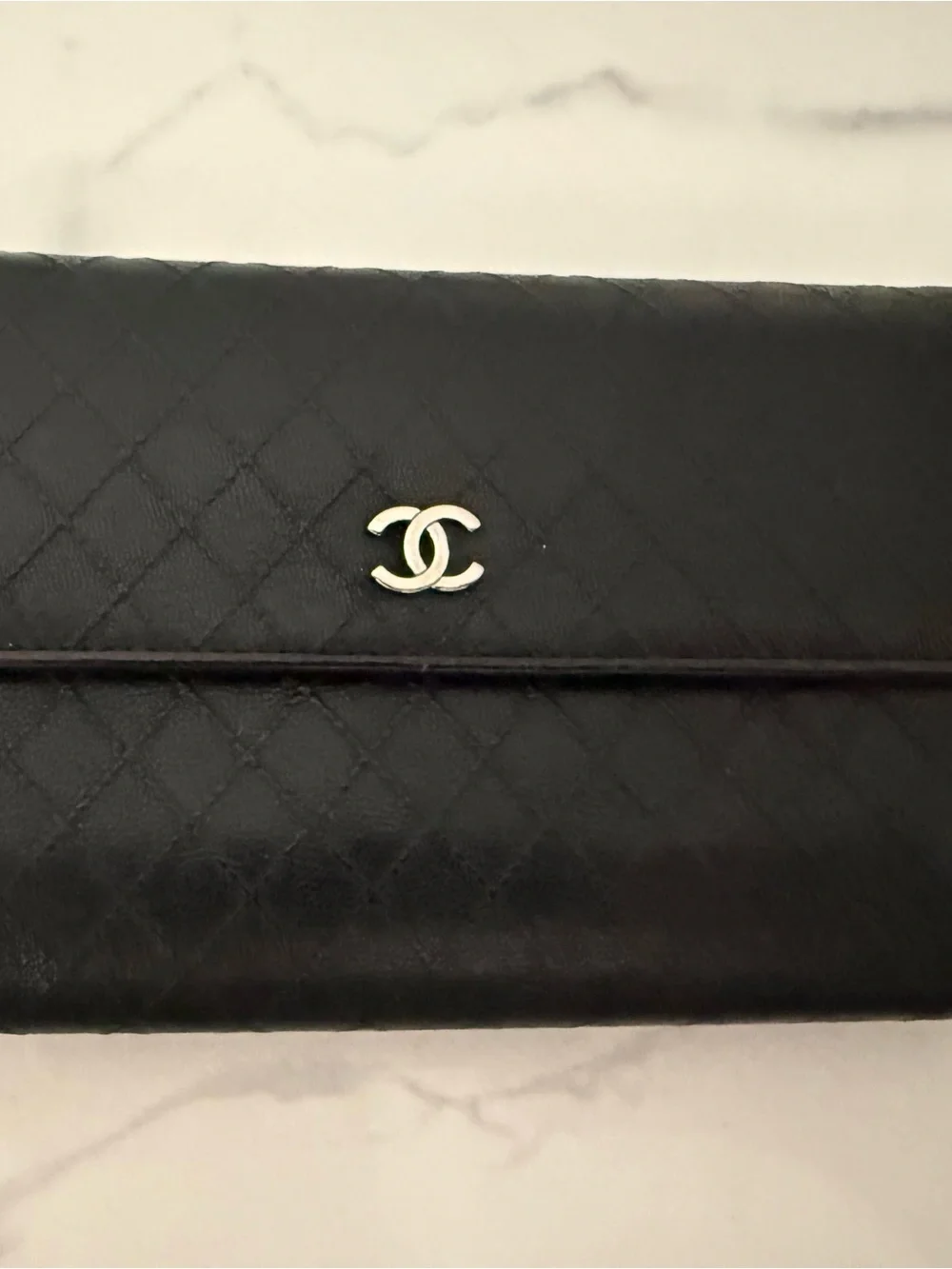 CHANEL Black Quilted Leather CC Wallet